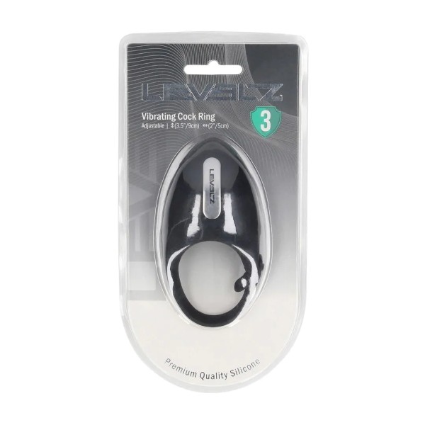 Adjustable Vibrating Silicone Teardrop Cockring - Black