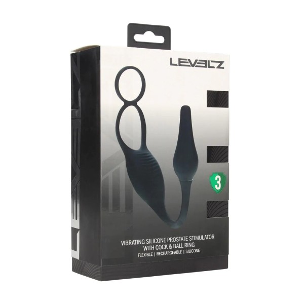 Vibrating Siicone Prostate Stimulator with Cock and Ball Ring