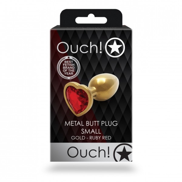 Ouch! - Metal Butt Plug - Gold - Ruby Red