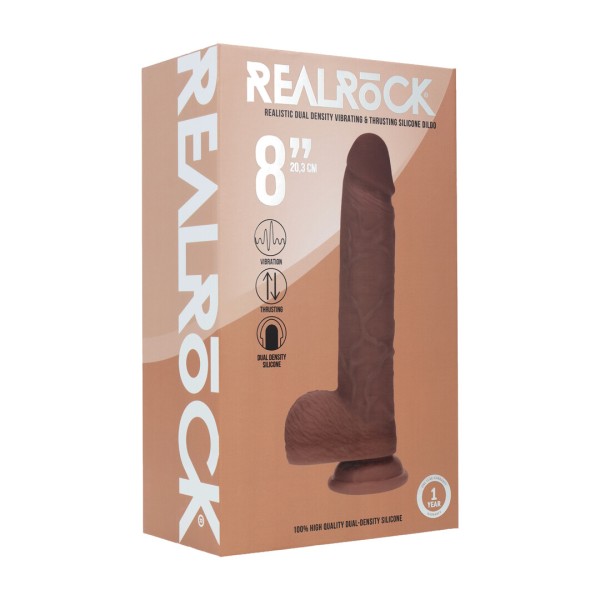 Dual Density Silicone Realistic Vibrating Thrusting Dildo with Balls - 8" / 20,3 cm