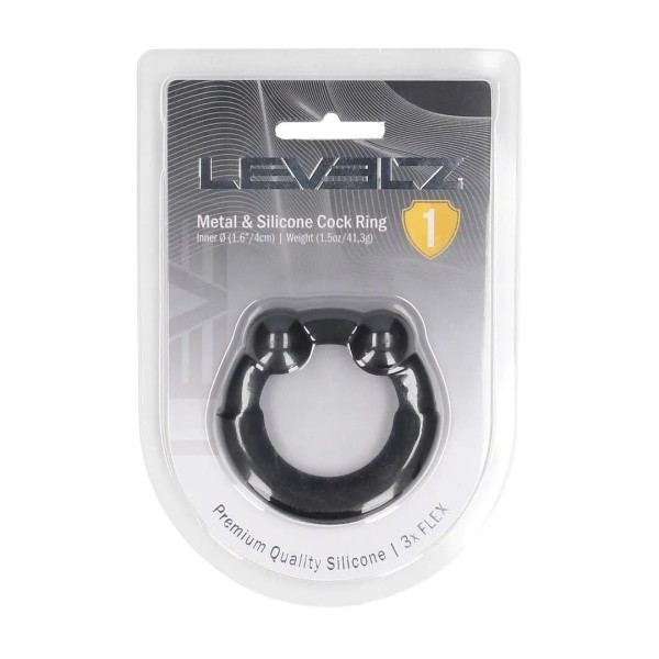 Metal and Silicone Cockring - Black