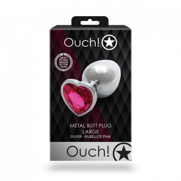 Ouch! - Metal Butt Plug - Silver - Rubellite Pink