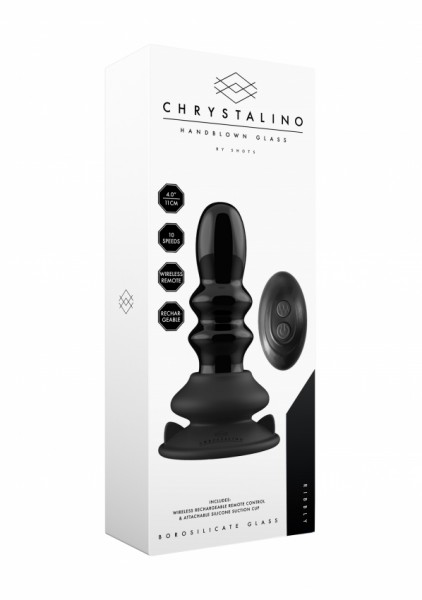 Chrystalino - RIBBLY - Glass Vibrator - With Suction Cup & Remote