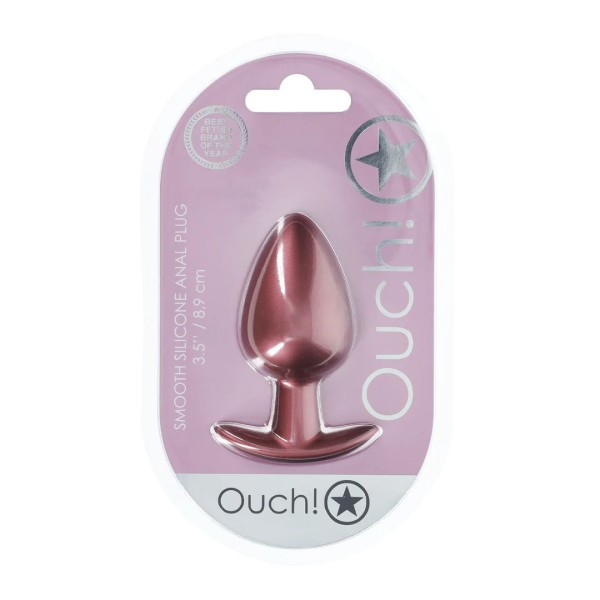 Smooth Silicone Anal Plug - Large - 3.5" / 8,9 cm - Metallic
