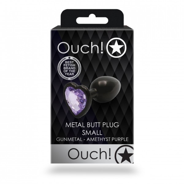 Ouch! - Metal Butt Plug - Gunmetal - Amethyst Purple