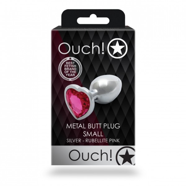 Ouch! - Metal Butt Plug - Silver - Rubellite Pink