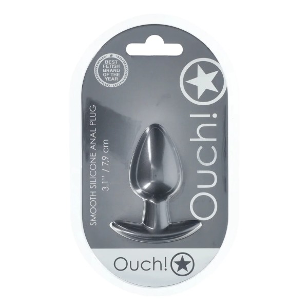 Smooth Silicone Anal Plug - Medium - 3.1" / 7,9 cm - Metallic