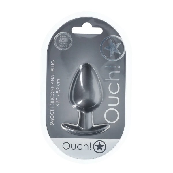Smooth Silicone Anal Plug - Large - 3.5" / 8,9 cm - Metallic