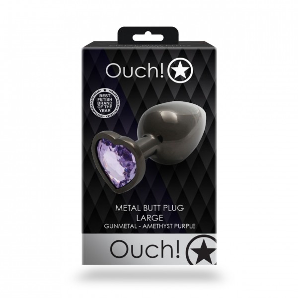 Ouch! - Metal Butt Plug - Gunmetal - Amethyst Purple