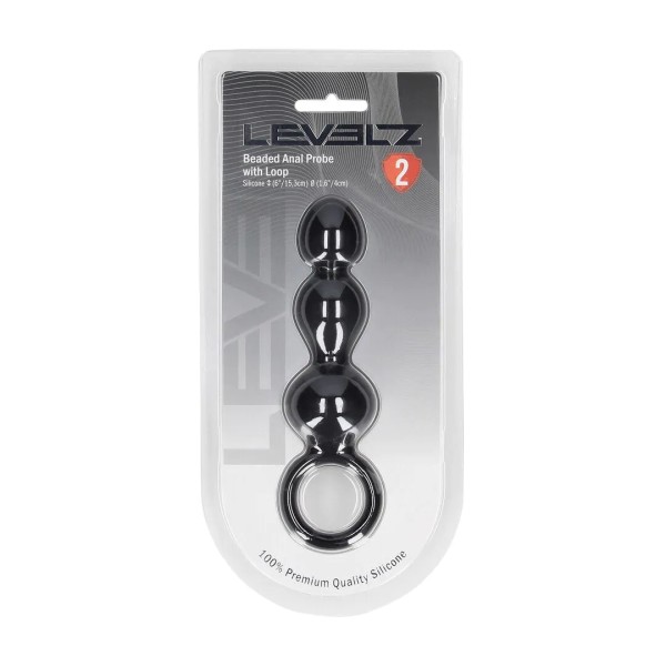 Beaded Silicone Anal Plug with Loop - Kugelkette