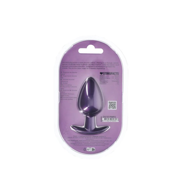 Smooth Silicone Anal Plug - Large - 3.5" / 8,9 cm - Metallic