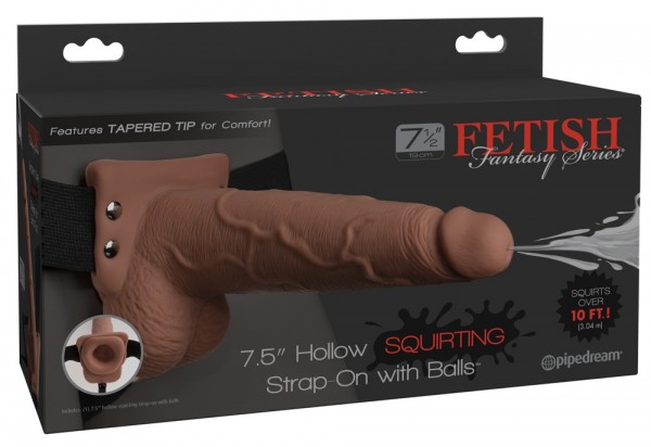 7,5&quot; Hollow Squirting Strap-on with Balls