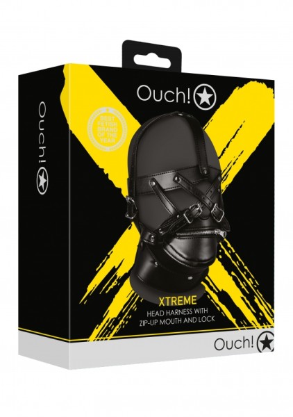 Ouch! - Head Harness with Zip-up Mouth and Lock