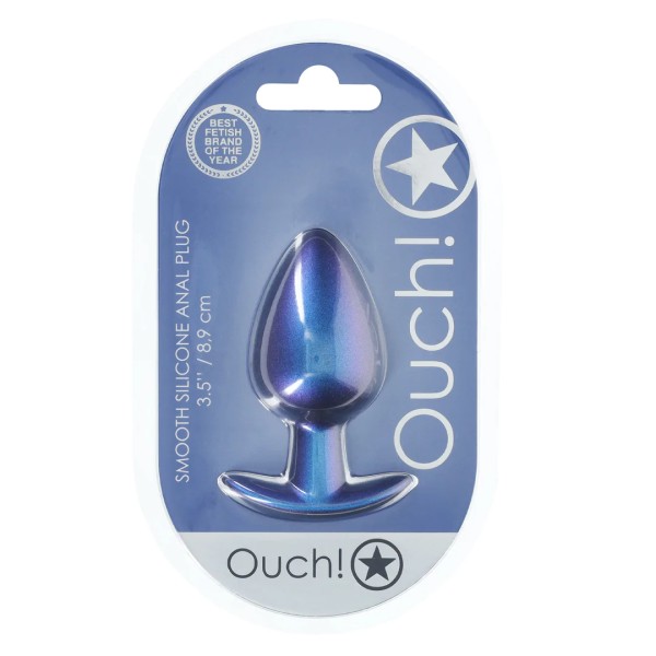 Smooth Silicone Anal Plug - Large - 3.5" / 8,9 cm - Metallic