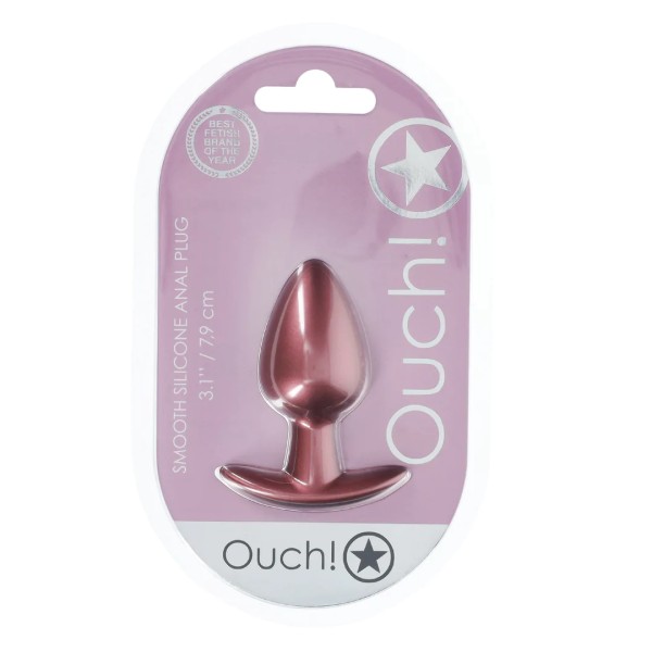 Smooth Silicone Anal Plug - Medium - 3.1" / 7,9 cm - Metallic