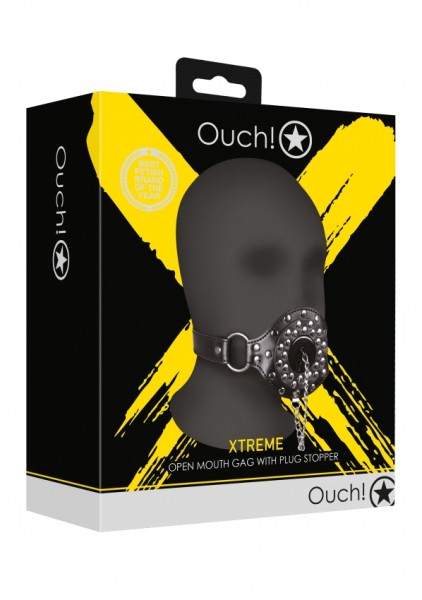 Ouch! - Open Mouth Gag with Plug Stopper