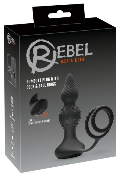 RC Butt Plug with Cock & Ball Rings
