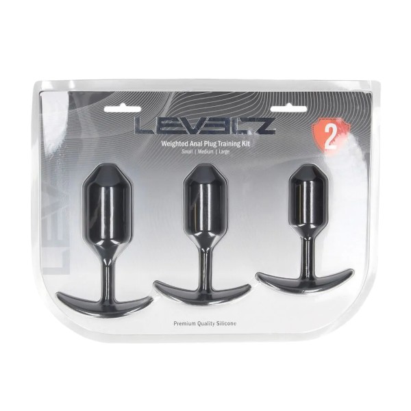Silikon Anal Plug Trainings Set mit Zusatzgewicht - Black