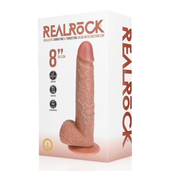 Real Rock - Vibrating and Thrusting Straight Cock with Balls - 8" / 20,5 cm