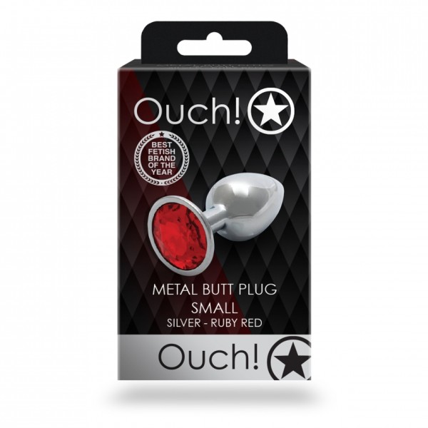 Ouch! - Metal Butt Plug - Silver - Ruby Red