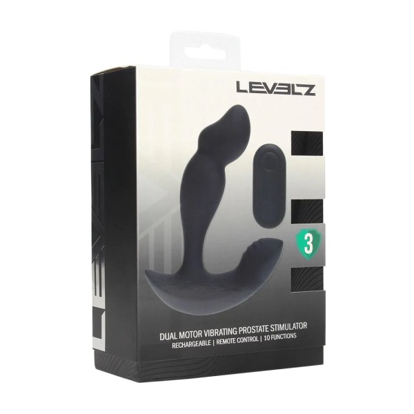 Dual Motor Remote Control Dual Motor Vibrating Liquid Silicone Prostate Stimulator - Black