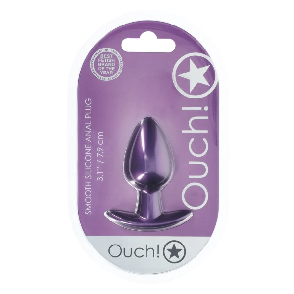 Smooth Silicone Anal Plug - Medium - 3.1" / 7,9 cm - Metallic